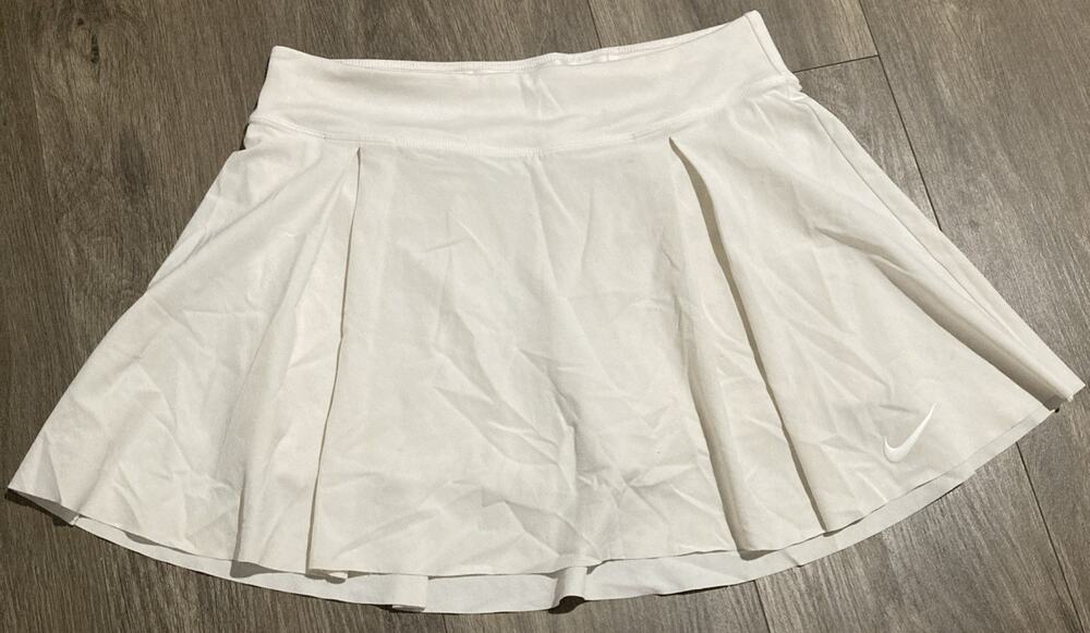 Nike Women Court Dri-FIT Club Flex White Pleated Tennis Skirt Skort Size Medium